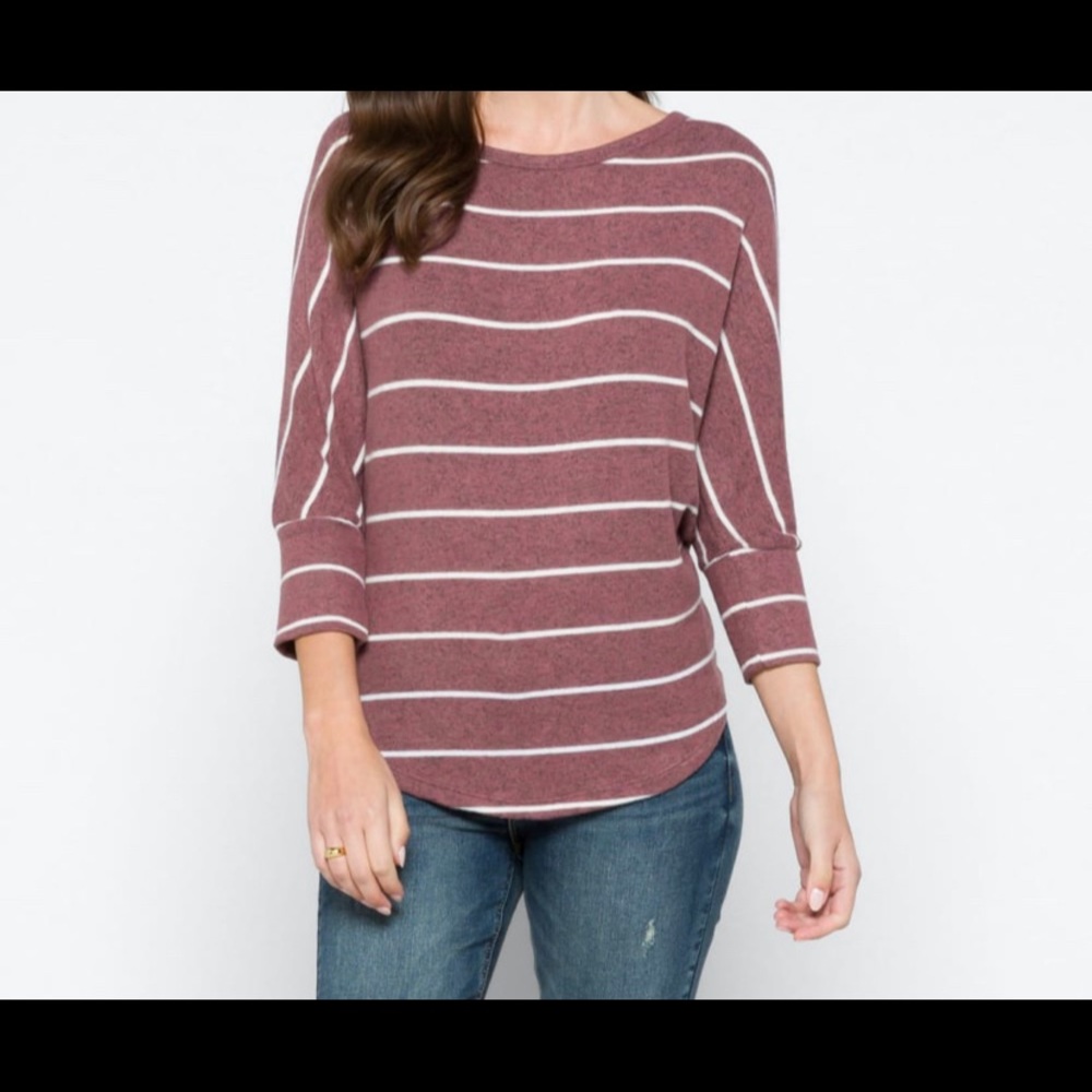 Dolman Purple and White Striped Shirt